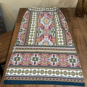 COCO Bianco Maxi Skirt. Colorful. Slits on sides. Medium.